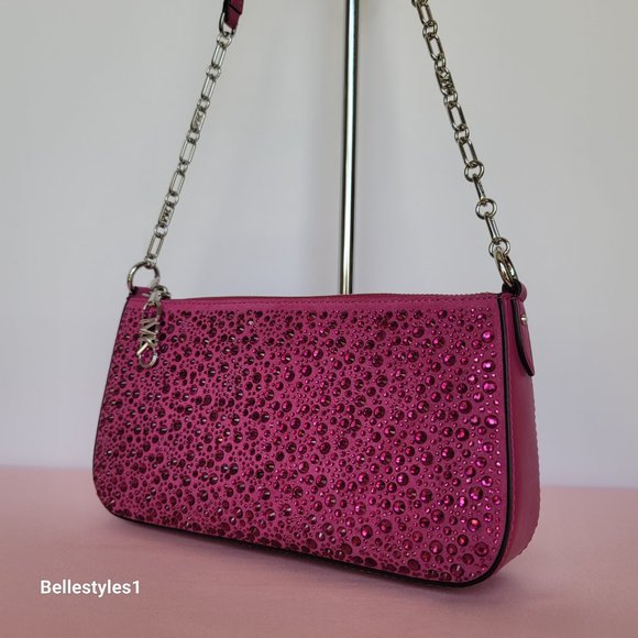 MICHAEL KORS Empire Medium Chain Pouchette Shoulder Bag- Deep Fuchsia⭐ - Picture 4 of 16